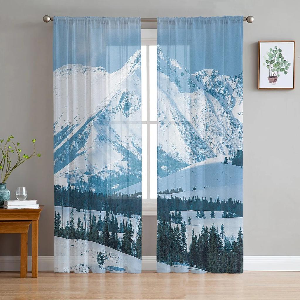 Lakeside Forest Mountain Tulle Curtain Home Office Window Decor Bedroom Kitchen Balcony Modern Sheer Curtain