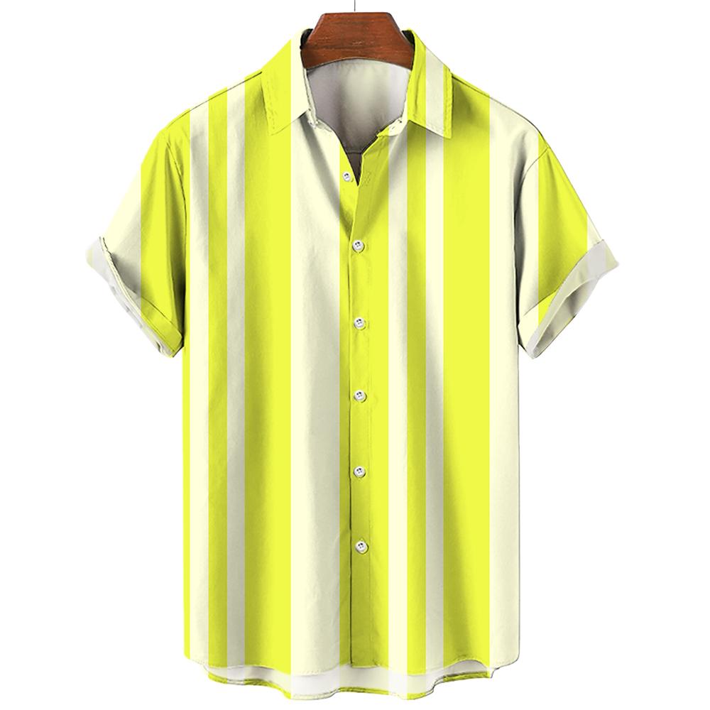Hawaiianische Herren Strandhemden Urlaub Sommer Mode Lässig Kurzarm Streifenmuster Locker Streetwear Lustig Floral Kostenloser Versand