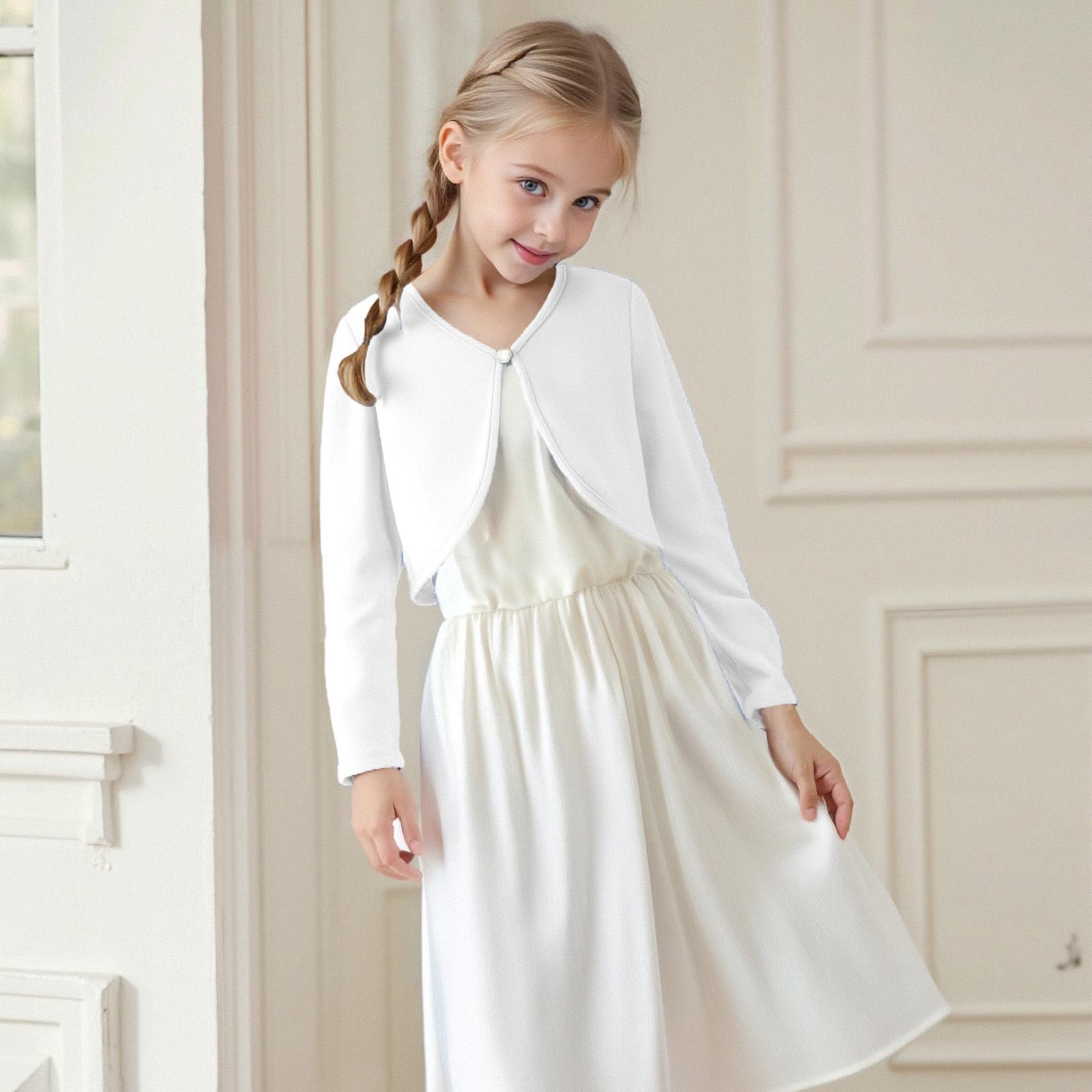 

Детский кардиган с длинным рукавом, топы, повседневная футболка, блузка 150 белый