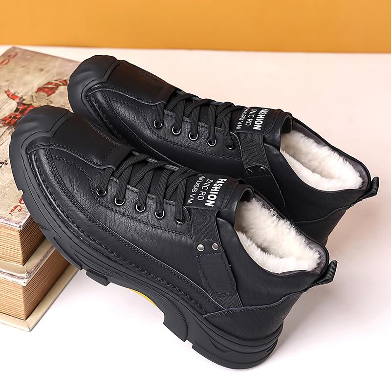 Herren Stiefel Winter High Top Lederschuhe Mode Baumwollschuhe Mode Stiefeletten Business Casual Outdoor Schuhe Männliche Sneakers Neu