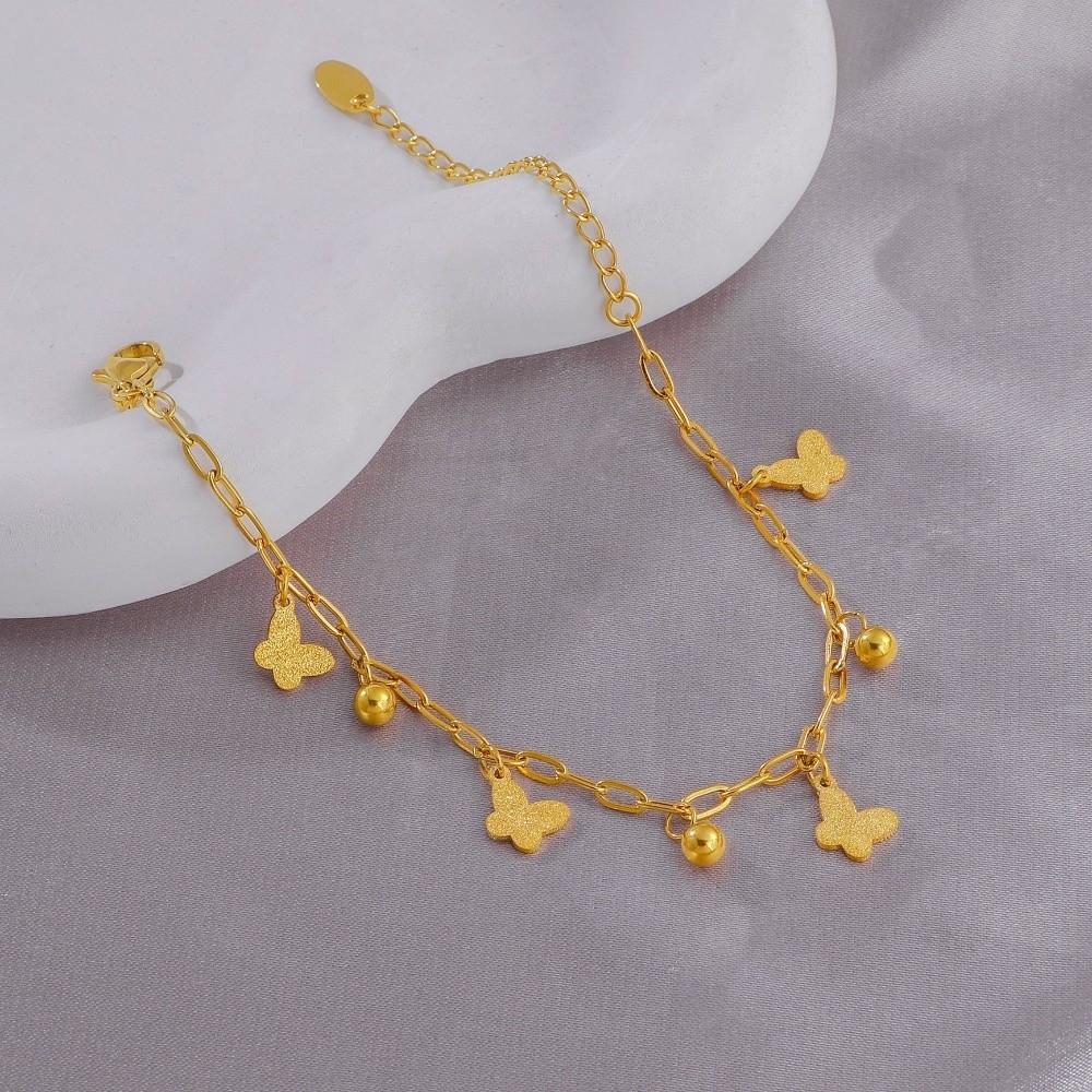 Gold Color Stainless Steel Bracelet Trendy Charm Bracelet New Wrist Chain  Jewelry Gifts