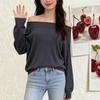 Korean Style Off-Shoulder Knit Pullover for Women