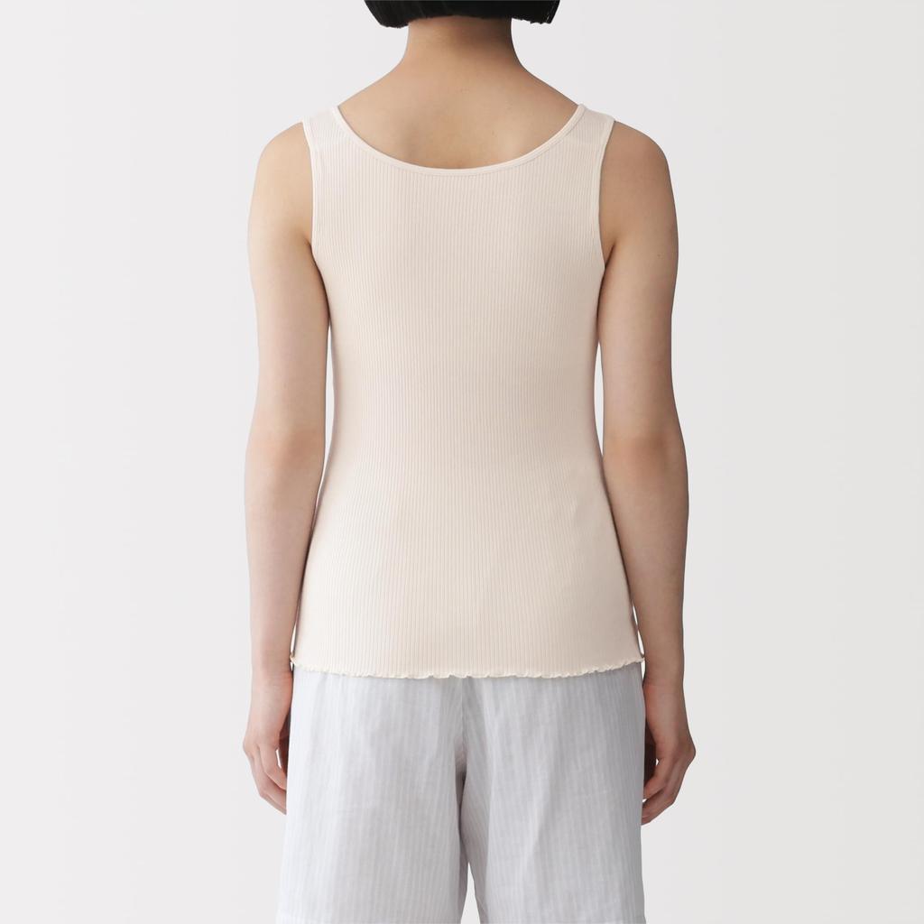 MUJI Smooth Ribbed Bra Tank XL Women's Top, FCB57A6S, Black,
