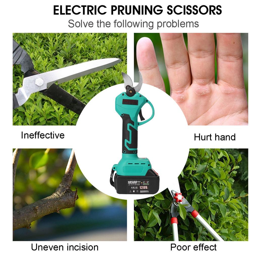 128VF Cordless Electric Pruner Pruning Shear Efficient Fruit Tree Bonsai Pruning Branches Cutter Landscaping