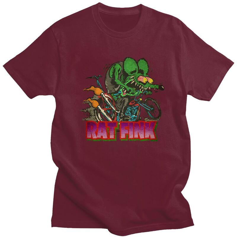 Custom Mens Anime Cartoon Rat Fink T Shirts ShortSleeve Cotton Tshirt Classic Tshirt Leisure Tee Slim Fit Clothing