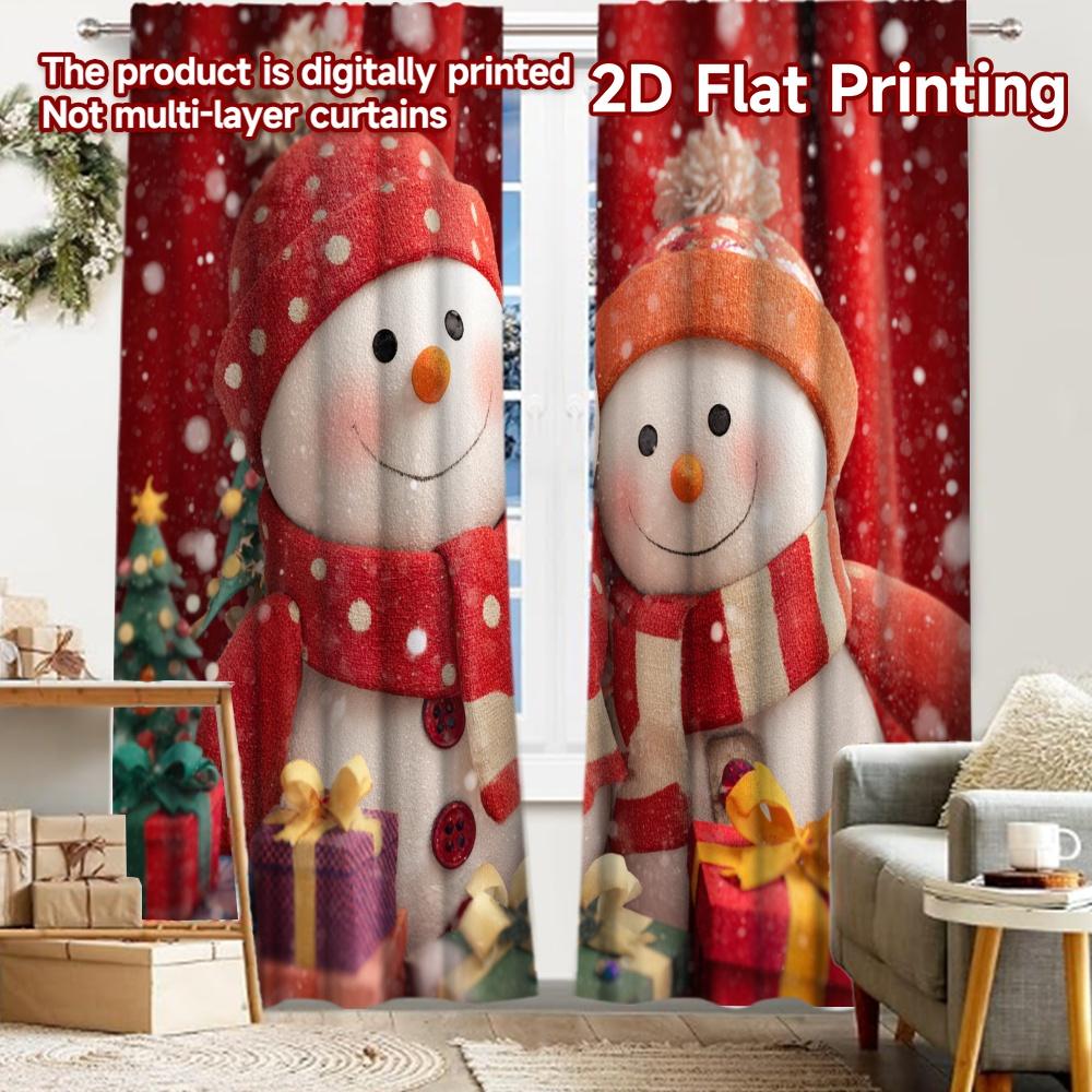 

2pcs, 2D FLAT PRINTING Curtains (Without Rod) Festive Snowmen Halloween Festival Creative Curtains Machine Washable Fabric 52.50 × 116.00 cm 2 pcs