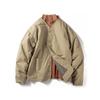 Men's Retro Collarless Padded Jacket - Silk Cotton, Solid Color, Autumn/Winter Casual Wear
