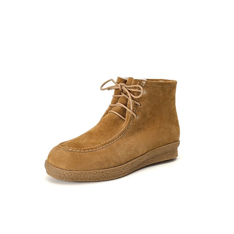 Fashion NEW Winter Women Boots Cow Suede Leather Shoes for Women Round Toe Thick Heel Shoes Zipper Wool Bland Ankle Boots Platform Boots