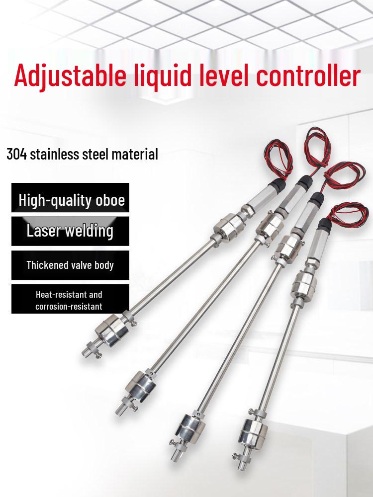 Stainless Steel Adjustable Double Float Water Level Sensor for High-Temperature Tanks Connecting Rod + Sensor + Float + Sensor Head