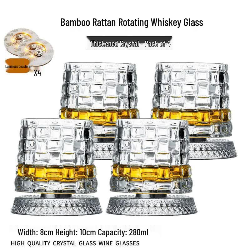 Crystal Glass Rotating Whiskey Tumbler