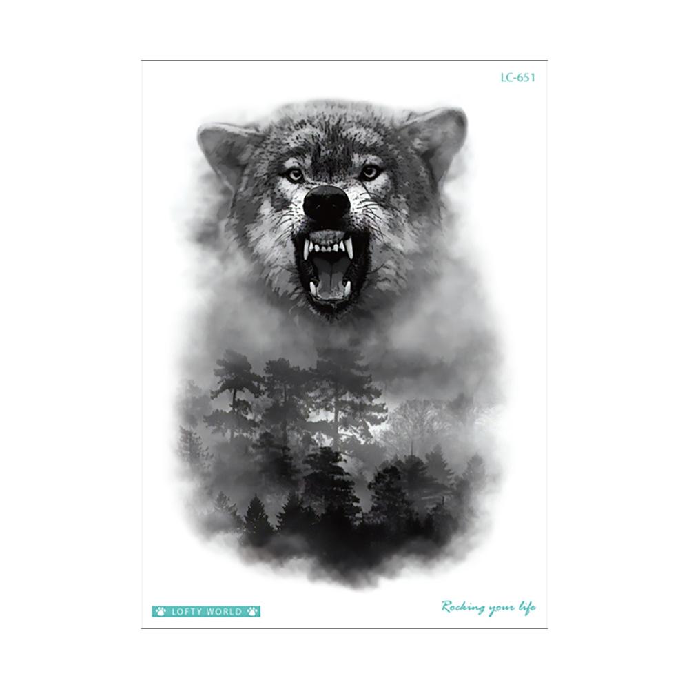 Wolf Style Waterproof Full Arm Animal Temporary Tattoo Sticker (Unisex) 210×150mm (Weight per piece: 9.1g)