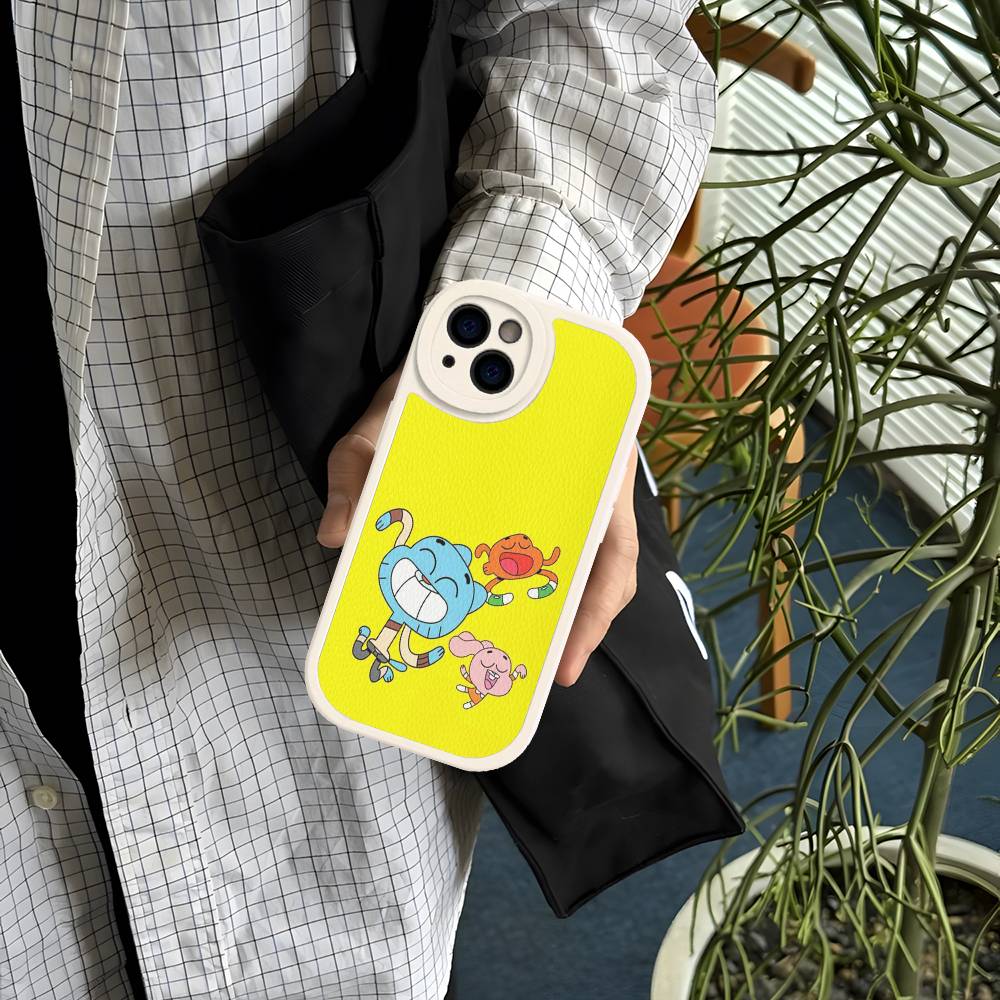 The A-Amazing World Gumball Anime Phone Cover For IPhone 11 12 13 14 15 16 Pro Max Mini Plus Soft Leather Case