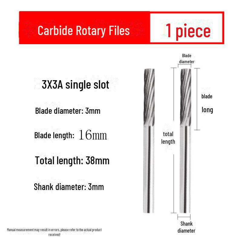 3mmX6 Tungsten Steel Carbide Rotary File for Electric Grinding - Small Metal Grinding Head
