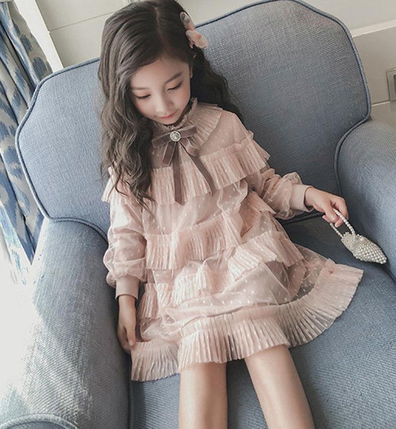 Buy Spring Summer Girl Mesh Fairy Rhinestone Bowknot Long Sleeve Lace ...