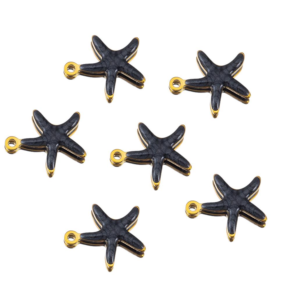10pcs New Stainless Steel Colorful Marine Coral Starfish Fish Seaweed Charm Necklace Earring Pendant Base for DIY Jewelry Making