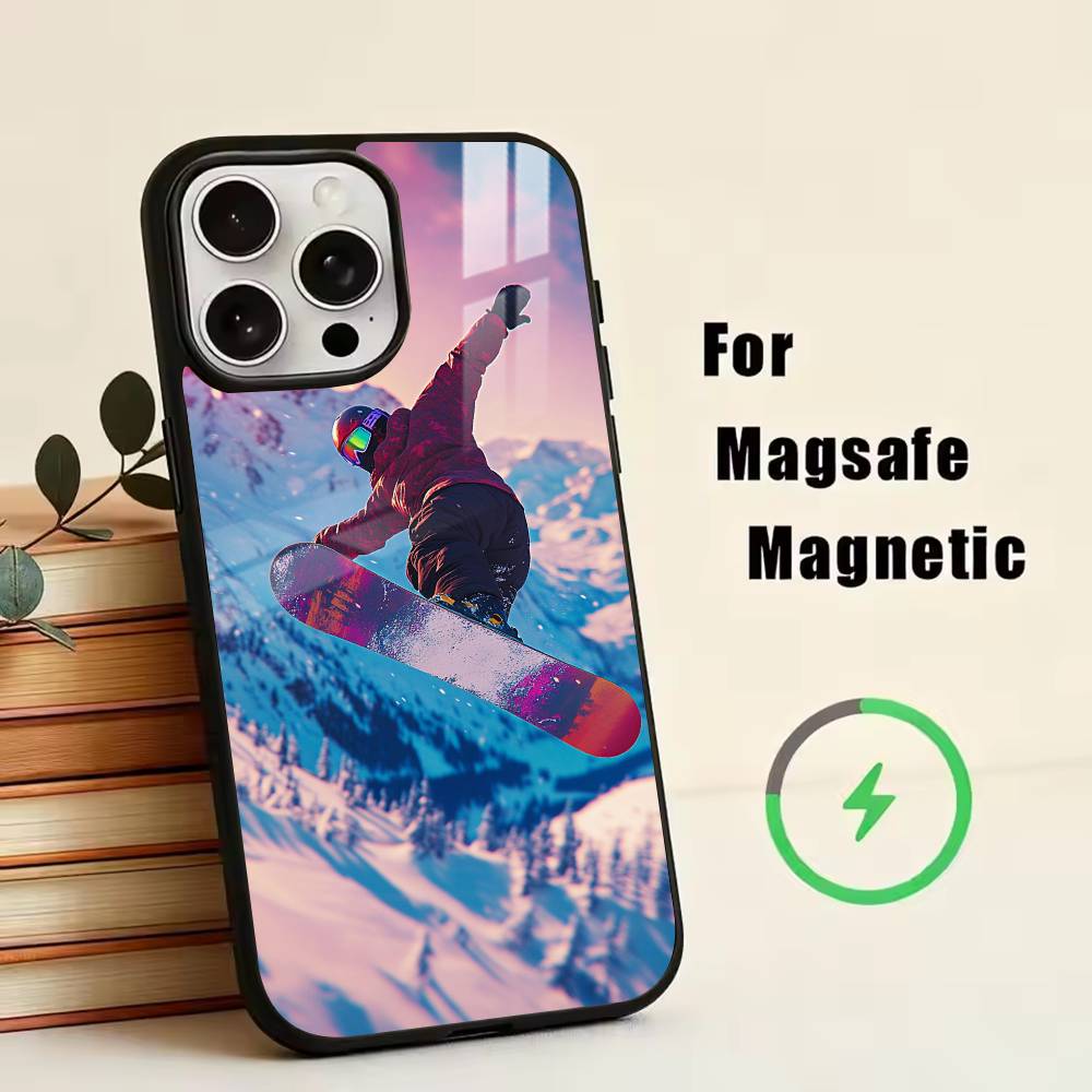 

Snow Snowboard Ski -SS Phone Case For iPhone17,16,15,14,13,12,11 Plus,Pro Magnetic with Magsafe Wireless Charging iPhone15PRO