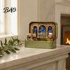 Retro Iron Box Display Hanukkah Miniature Diorama Scene Box, 3D Printed Pocket Figurine Set with Portable Festival Storage Case, Menorah Micro