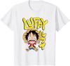 One Piece Luffy Kids Cotton T-Shirt, Adult Boys Girls Family Matching Casual Tee, Cute Chibi Luffy Anime Print Summer Tops