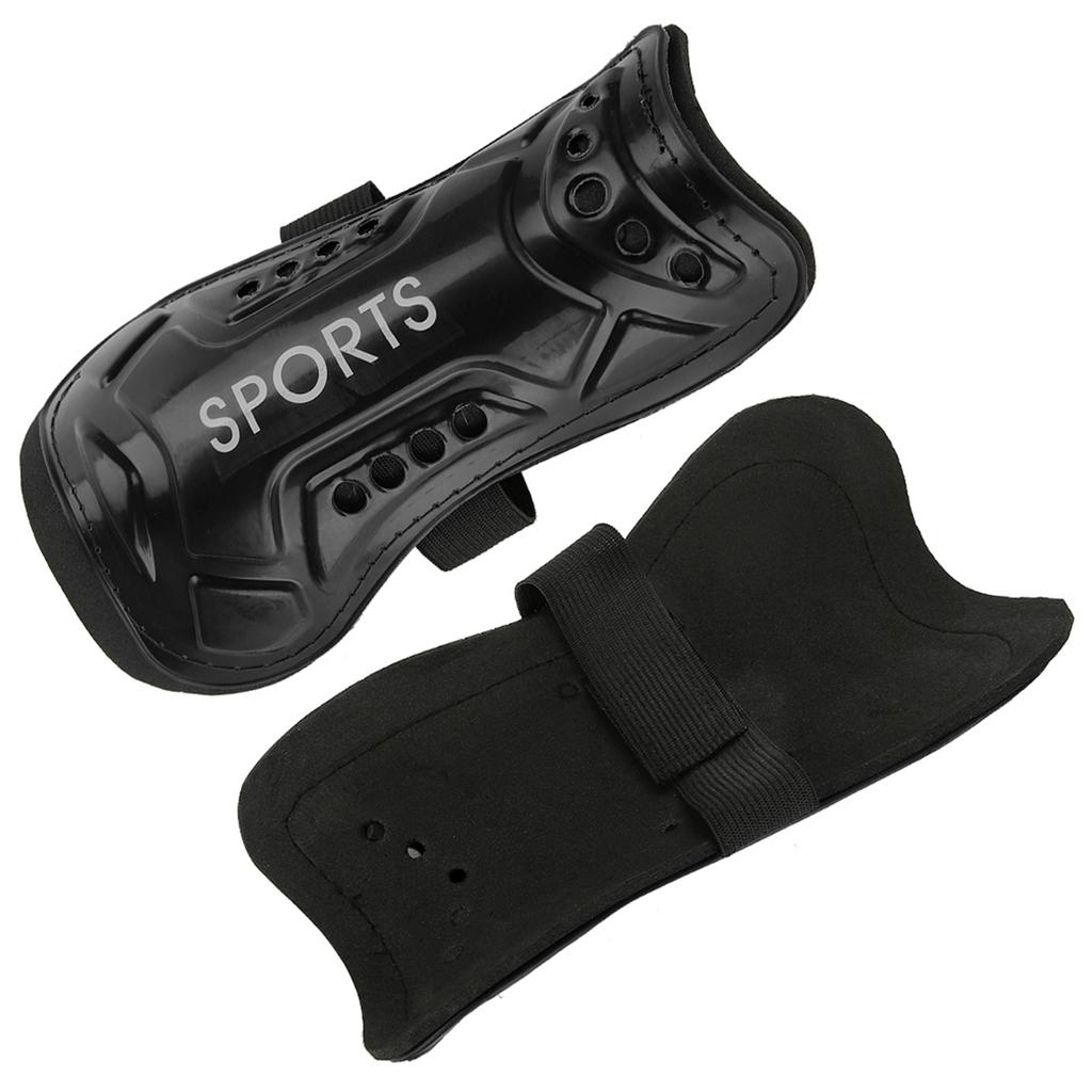 Ein Paar Kinder Fußball Schienbeinschoner Trainingsbeinschützer Sicherheitsschutz Verstellbarer Riemen (Schwarz)