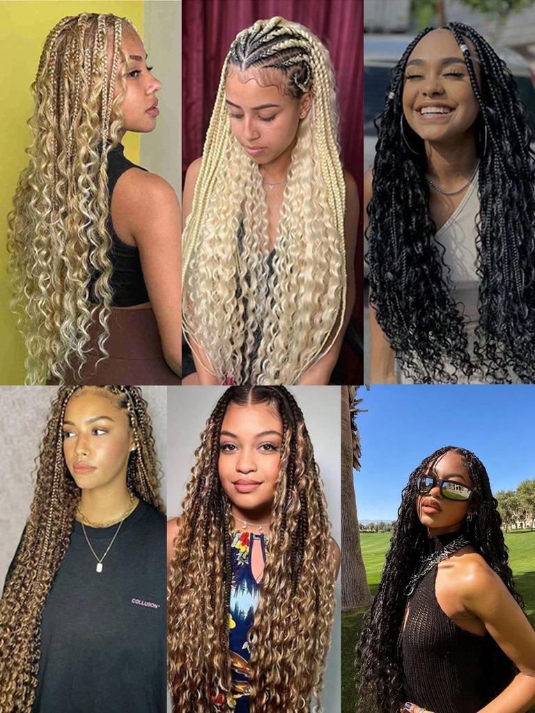 Synthetic Hair Extensions Wavy Bulk Wig Crochet Hair for Women's Everyday Use, 2 Bundles Per Pack, 18 Inches