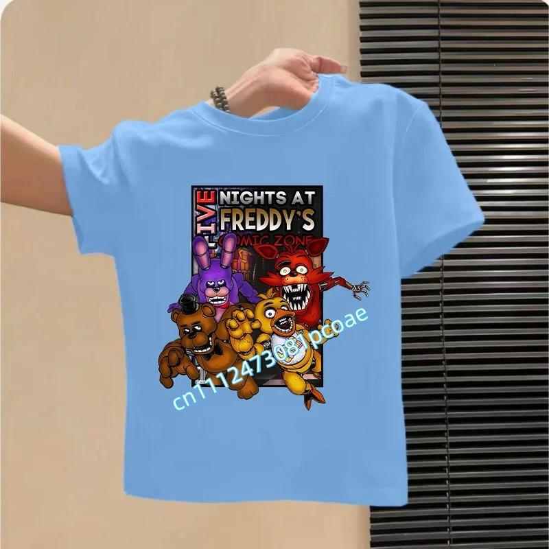 Graphic T-shirt Children Casual Sports Tops Short Sleeves Kids Clothing New Five Nights At Freddys Kids T-shirts FNAF Cartoon
