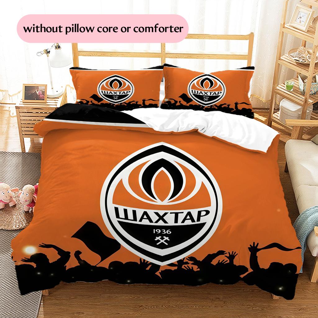 Shakhtar Donetsk FC Pattern Bedding Home Decoration Birthday Gift (1 * duvet cover + 2 * pillowcase, without core)