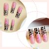 Pink Long False Nails with Leopard Tip Charming Comfortable To Wear Manicure Nails for Shopping Traveling Dating