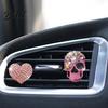 Totenkopf Herz Auto Dekoration 2 Stück Bling Lüftungsschlitz Clips Strass Glänzend Duft Diffusor Armaturenbrett Zierleiste Clip Lustiger Kopf Auto Innenraum Ornament Halloween