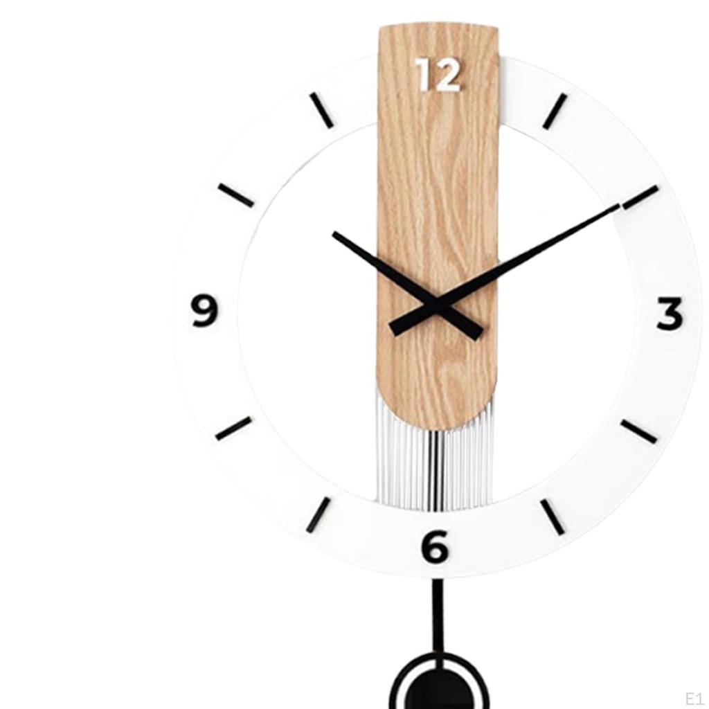 Wall Clock with Pendulum Lightweight Round Non Ticking Hanging Minimalist Home Decor for