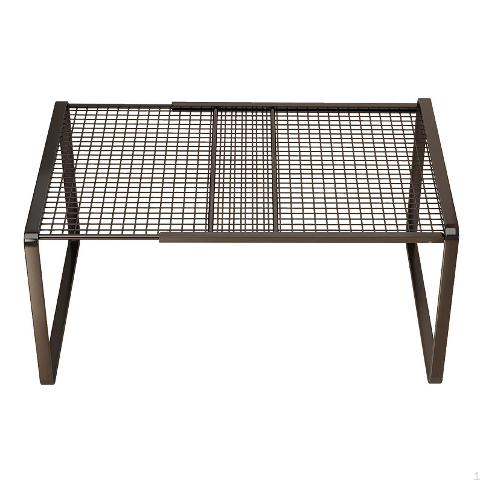

Expandable Wire Rack Adjustable Stand Riser Metal Storage Shelf Spice Organization for Books Black M