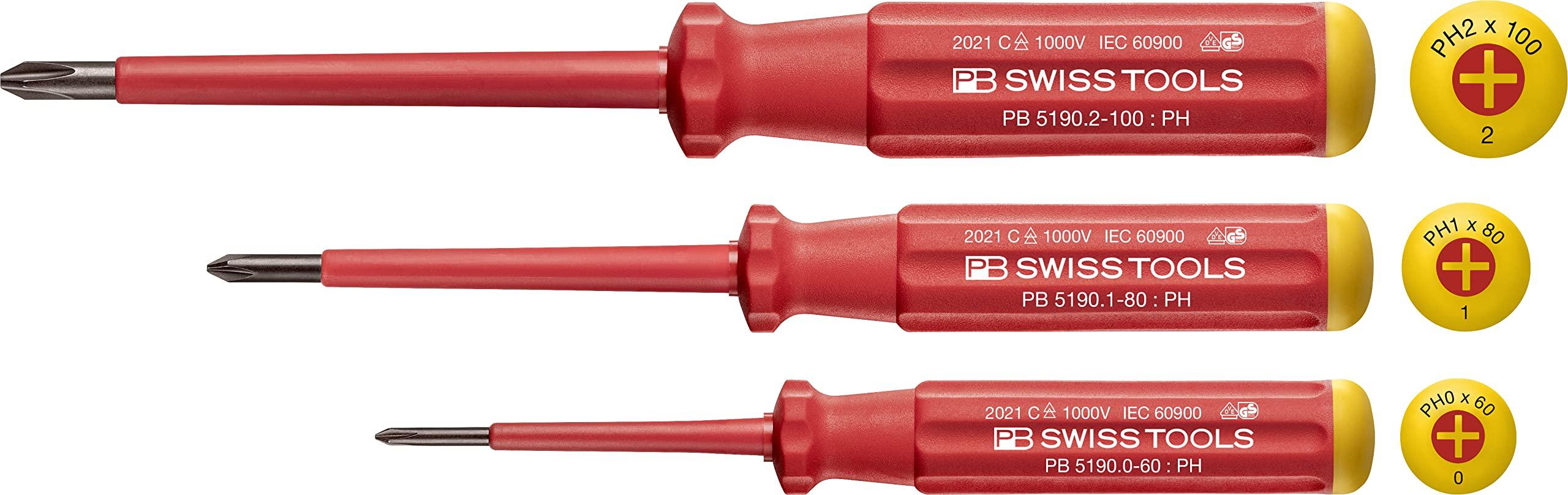 

PB Swiss Tools SwissGrip Classic Insulated Phillips Screwdriver Set in Paper Box 3-Piece (5548.CBB)