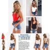 Elegant V Neck Backless Bandage Tie Knot One-piece Solid Swimsuit Swimwear For Women