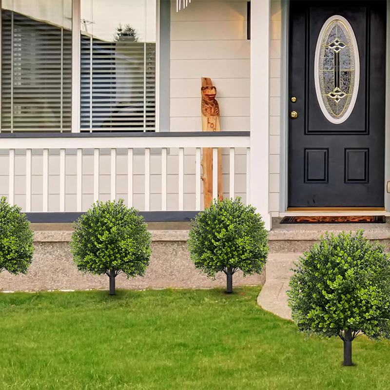 1PC Artificial Cedar Topiary Ball Trees Outdoor Plastic Faux Cypress/Pine Bushes Garden With Ground Spike Realistic 45cm