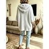 Women's Loose Seven Quarter Sleeves, Hooded Drawstring T-shirt, Batsleeved Top, Outerwear