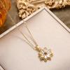 Korean Style Sunflower Zircon Titanium Steel Necklace – Fashionable Versatile Jewelry for Women