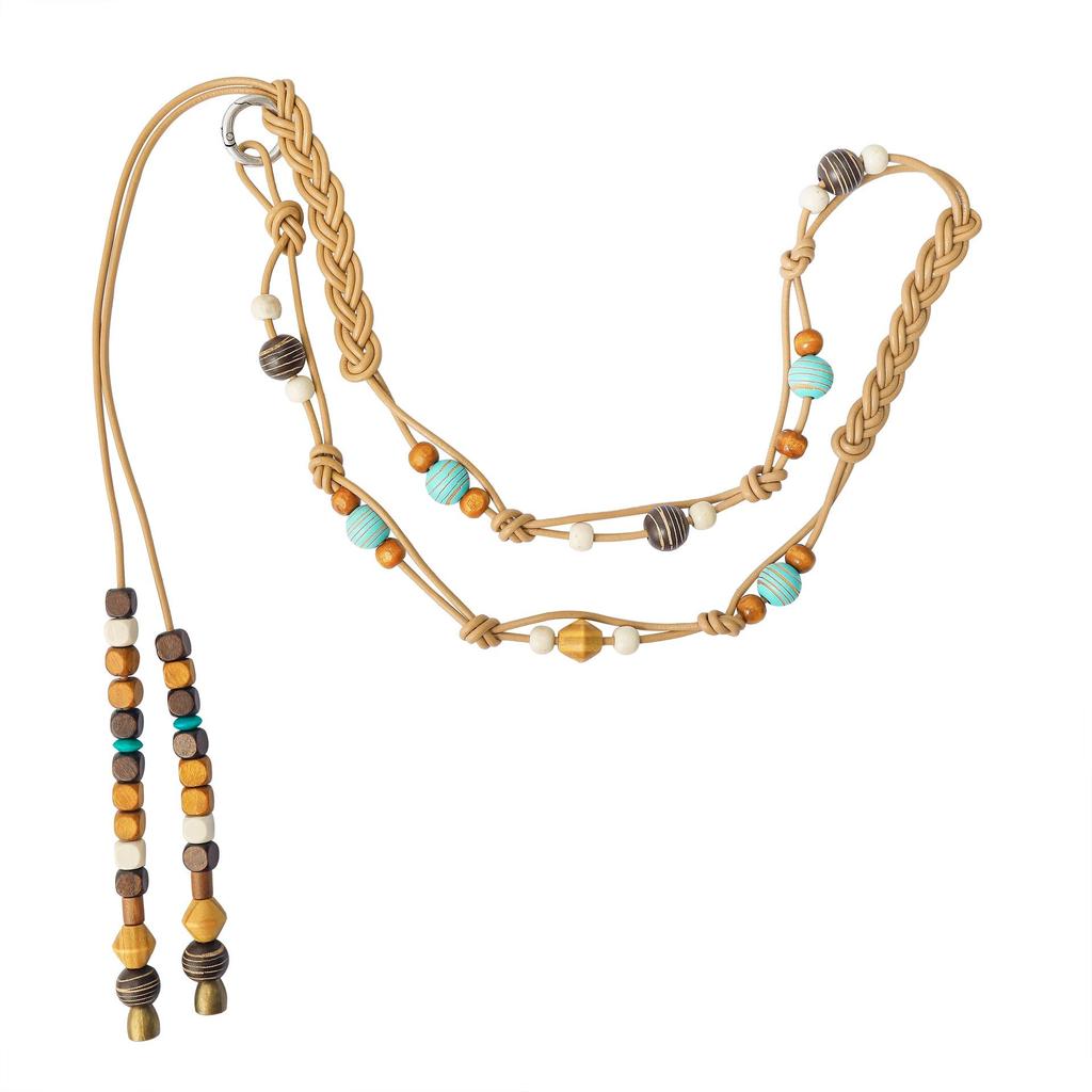 Colorful Wooden Bead Necklace by Fiona Sit - Ethnic, Woven, Long Necklace & Waist Chain