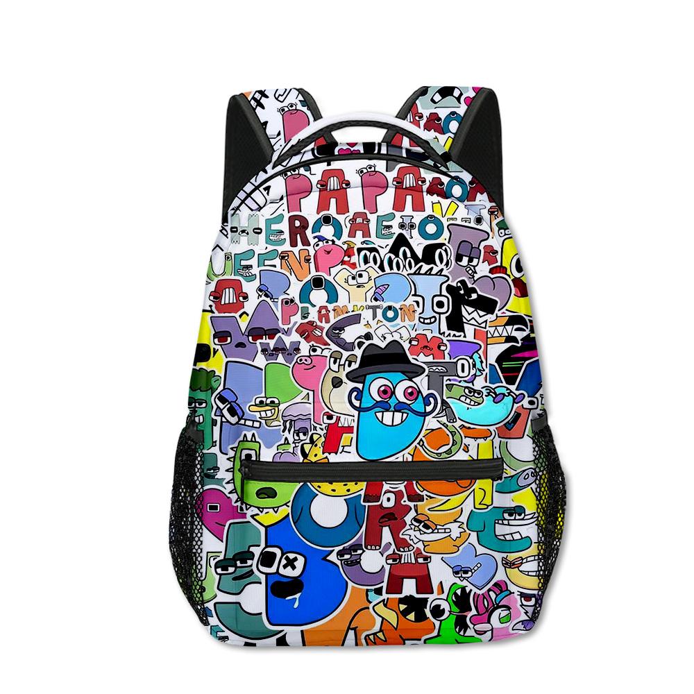 Harajuku Kpop Youthful School Bags Unisex Alphabet Lore Travel Bags 3D Print Oxford Waterproof Notebook Shoulder Backpacks