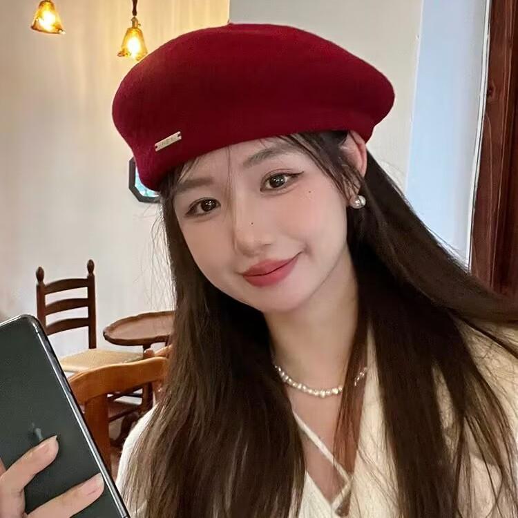 Vintage australische Wollmütze Damen großer Kopfumfang Herbst und Winter neu vielseitig wollig literarische Malermütze