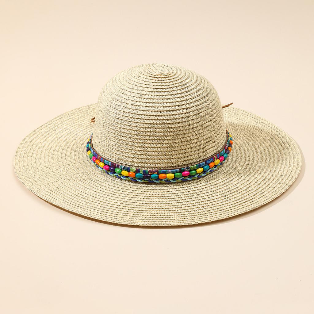 Fashion Bow Big Brim Straw Hat Women's Summer Sunshade Straw Hat Vacation with Sun Hat Dome Foldable