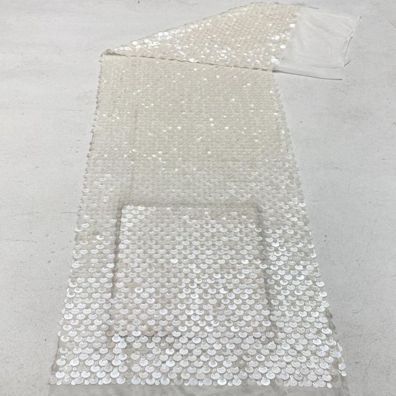 Stretch Mesh Fabric with Shell Sequins Beads Shimmer Embroidery for Women's Dresses Evening Gowns Kids' Clothing Shoes Bags