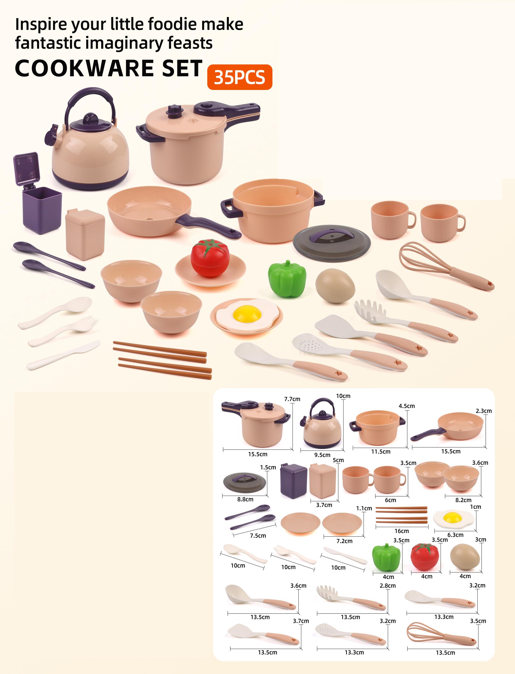 

Kids Mini Pretend Cooking Playset Acccessories Kitchen Toys Set 35/71pieces Toddlers with Pots Pans Utensils Cookware Xmas Gifts