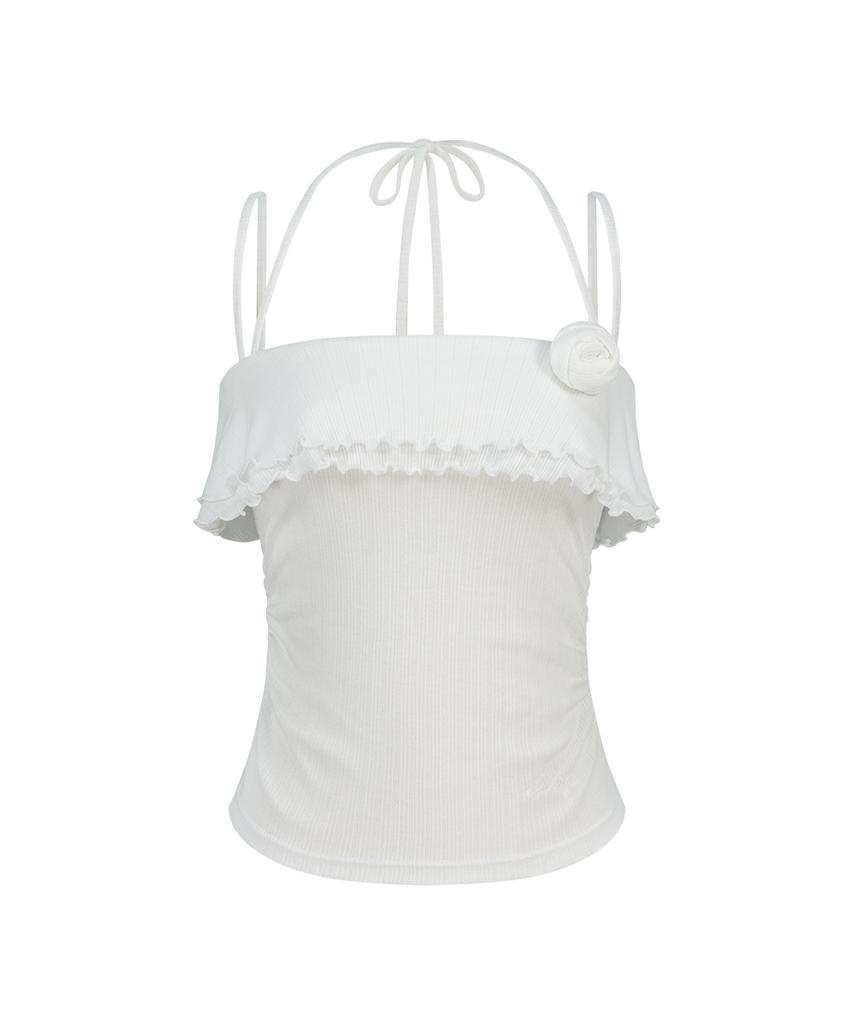 ILLIGO Rose Ruffle Sleeveless White