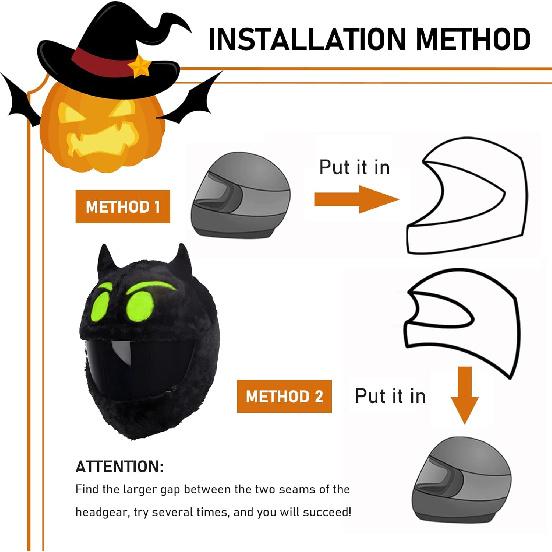 1 PC Motorcycle Helmet Cover, 40 cm x 28 cm x 26 cm Little Devil Halloween Festive Atmosphere Decorative Soft Fabric Cover, Modification Accessories,