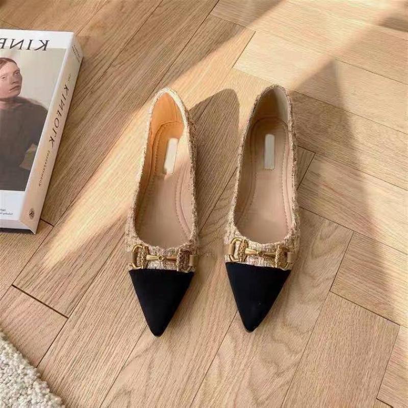 Pointed Toe Low Heel Elegant Office Shoes For Women 2025 Luxury Leather Casual Ladies Summer Footwear Y2k Non Slip Genuine Mark