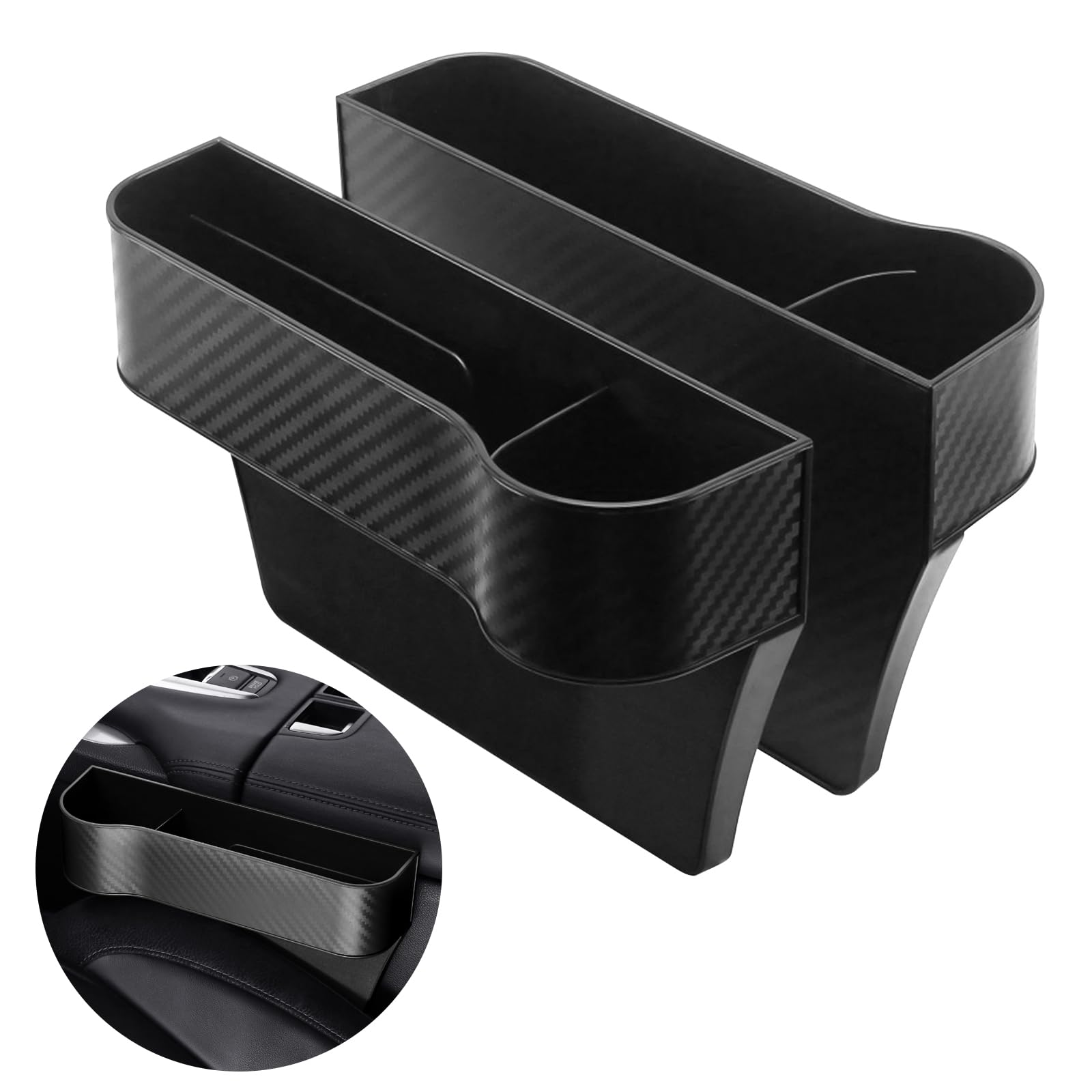 

IUSOT Car Seat Gap Storage Car Side Storage Большое отделение для хранения вещей из углеродного волокна на боковой стороне сиденья Удобный пульт дистанционного управления для автомобиля Маленький предмет Напиток Вмещает ПЭТ-бутылки в сиденье