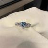 High Carbon Diamond Heart Shaped Aquamarine Ring Elegant Ice Cut Design for Women