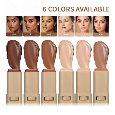 6 Farben Abdeckstift-Palette - Deckt Makel Akne Narben ab, Primer BB Cream Foundation Stick, Langanhaltendes Natürliches Finish Gesichts-Make-up für Alle Hauttypen