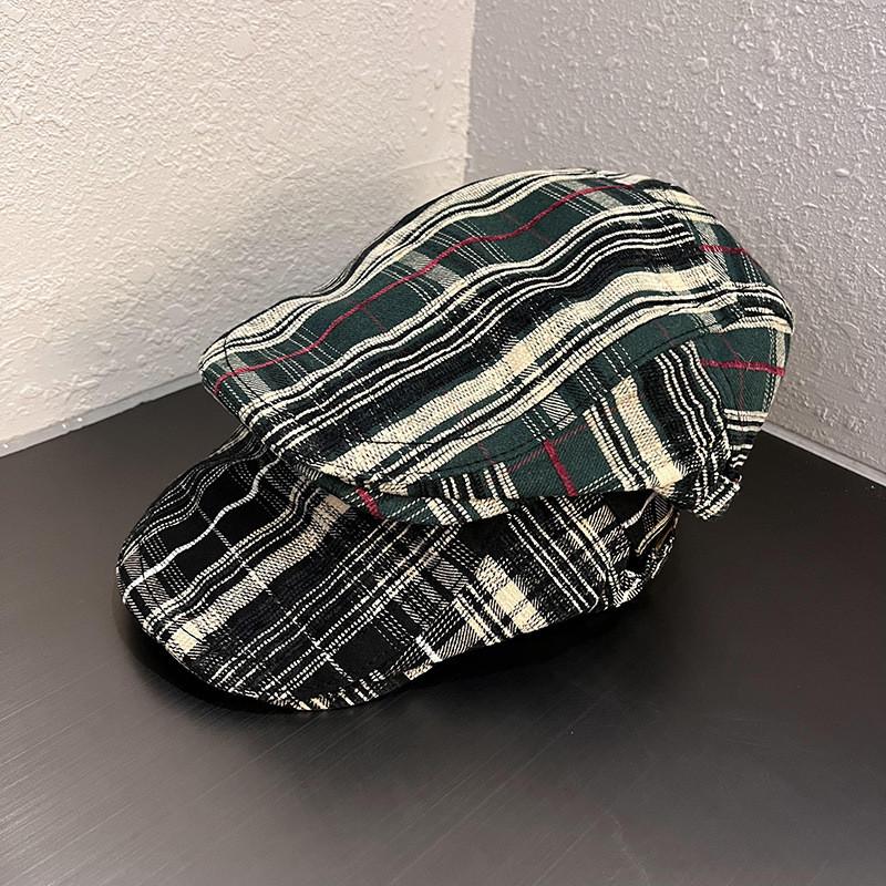 Style Retro Street Checkered Pattern Neutral Casual Duckbill Cap For Autumn