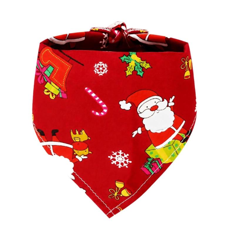 Holiday Pet Neckwear, Soft Christmas Neckerchief Cartoon Printed Dog Scarf Collar for Picture Days, Party Wear and Seasonal Style