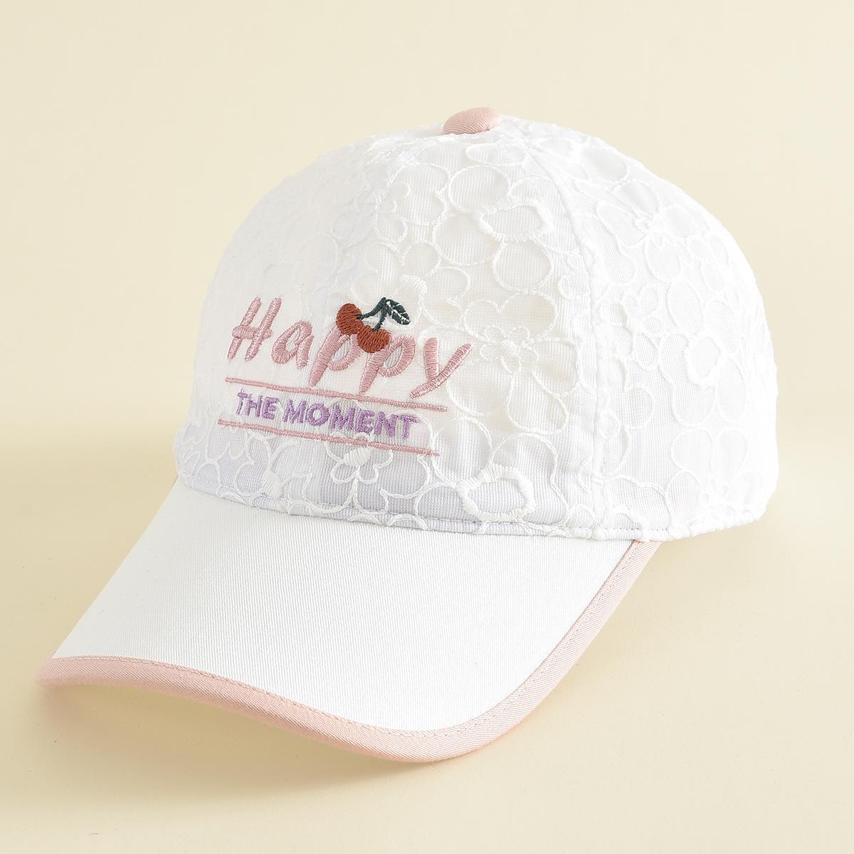 

Lace Embroidered Letter Baseball Cap, Windproof Sun Hat for Girls and Students 54-56cm